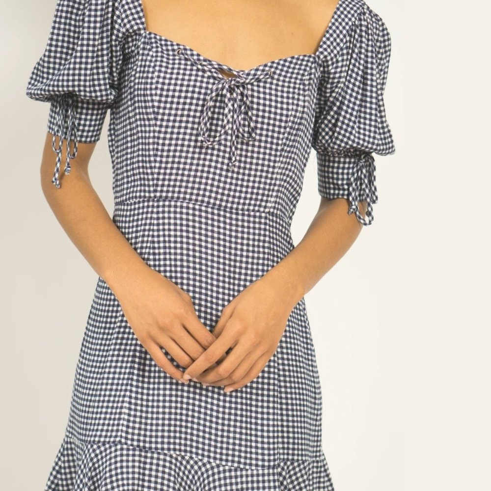 Gingham Puff Sleeve Mini Dress